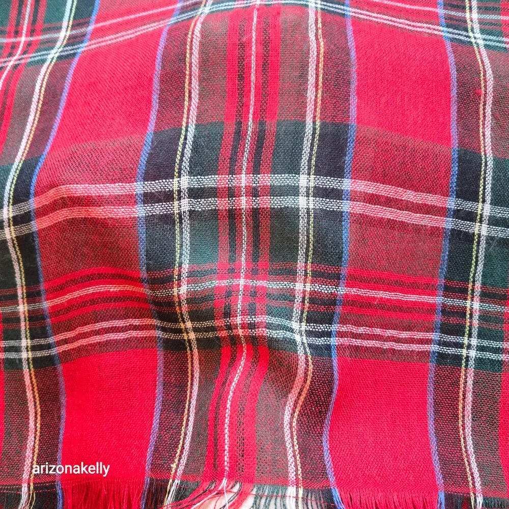 Drake's (?) Merino Wool Tartan Red Plaid Scarf
